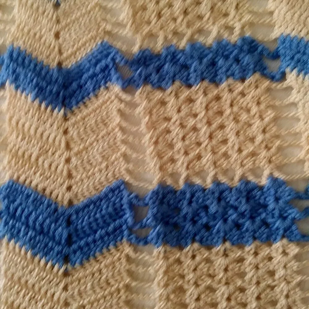 Vintage 1950s Hand Crocheted Hostess Half Aprons - Blue and White and Multicolor